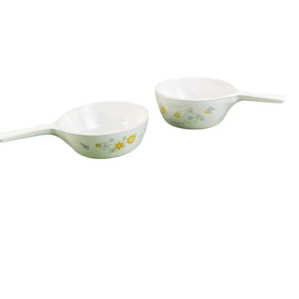 Vintage 70s 80s Corning Ware Saucepans Floral Bouquet Lot